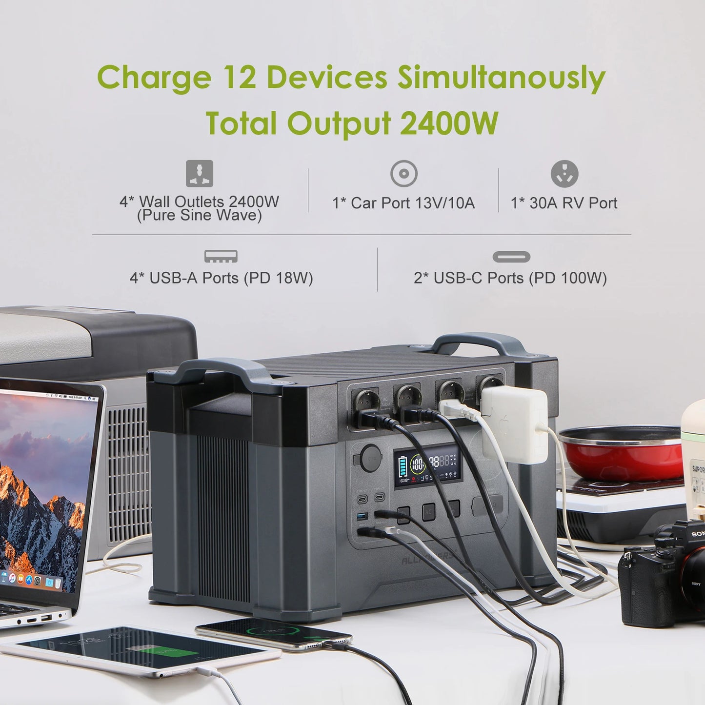 Outdoor Generator 2400W MPPT Portable Power Station