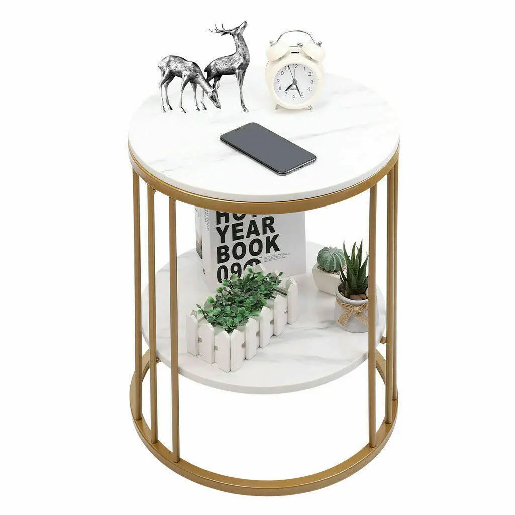2-Tier White Marble Coffee Table