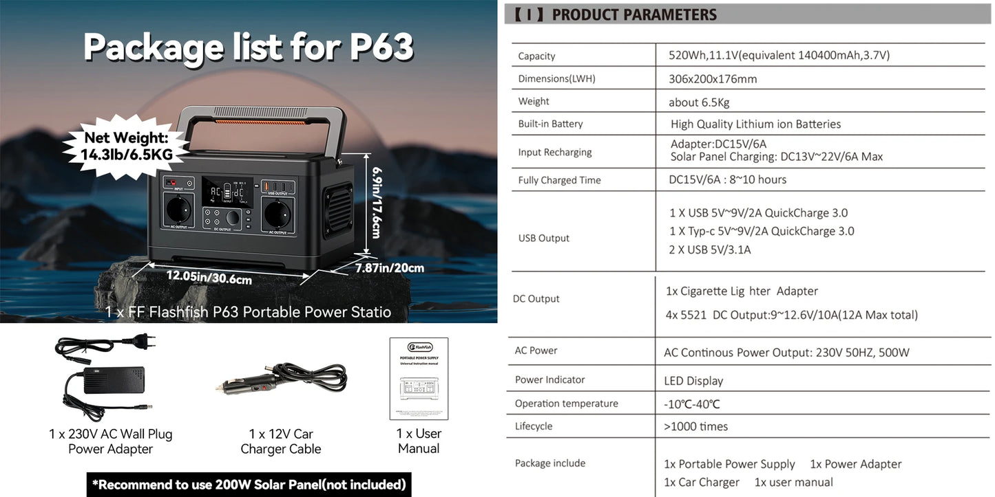560W Portable Solar Generator