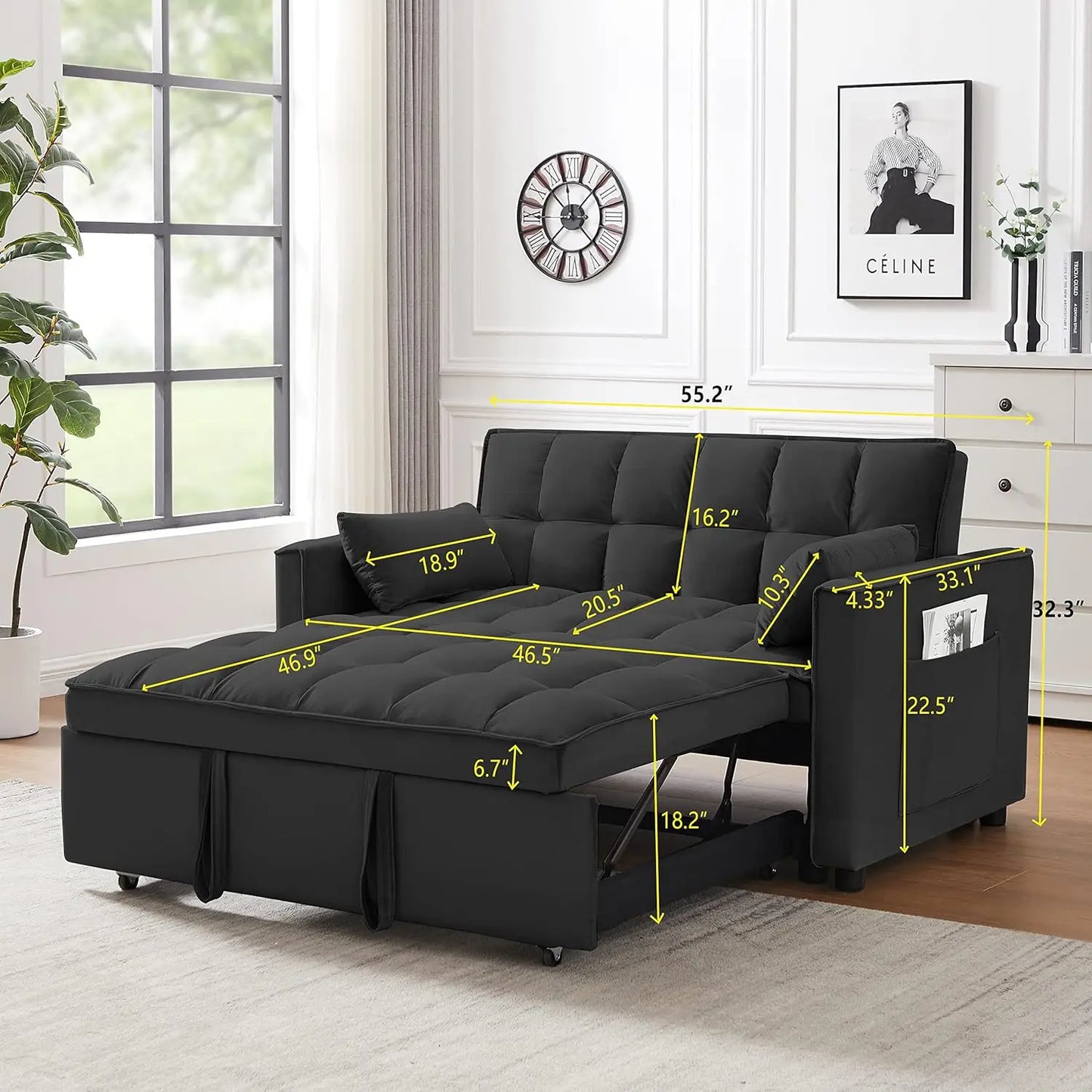 Modern Convertible Sleeper Sofa Bed