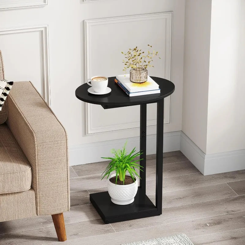 C-Shaped Wood Coffee Table