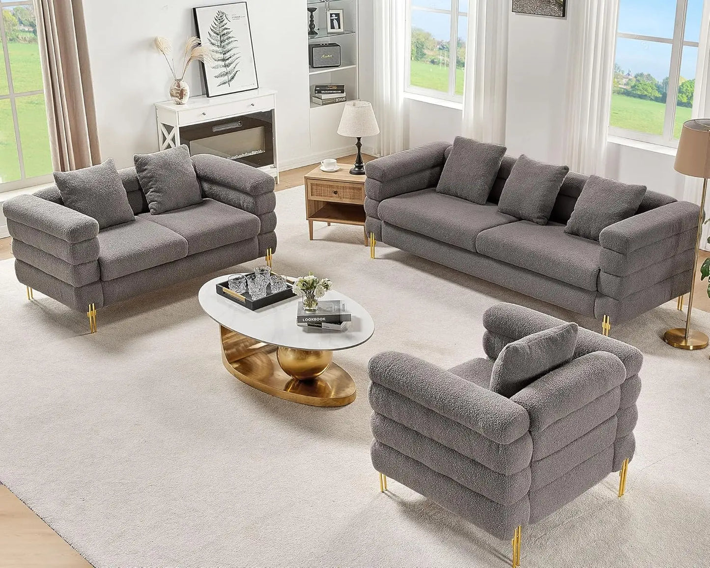 85 Inch Sofa Couch 3-Seater