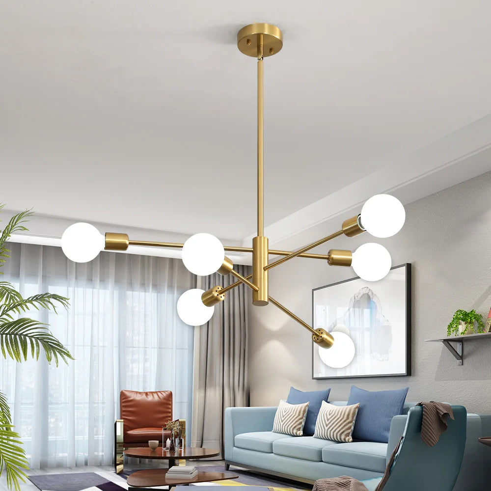 Retro Industrial Chandelier Wrought Iron LED Ceiling Lamp