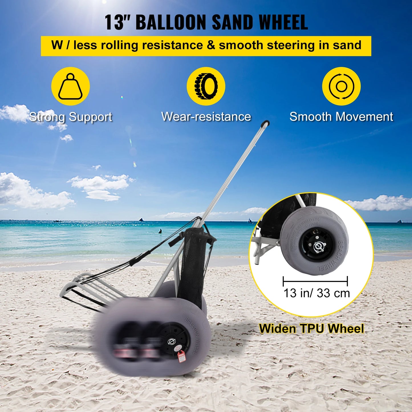 Beach Carts for the Sand w/ 12" TPU Balloon Wheels