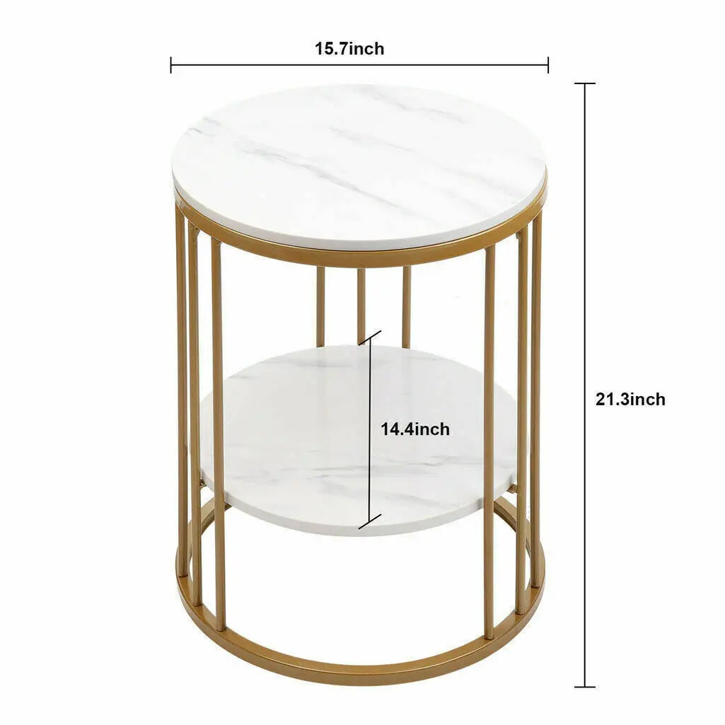 2-Tier White Marble Coffee Table