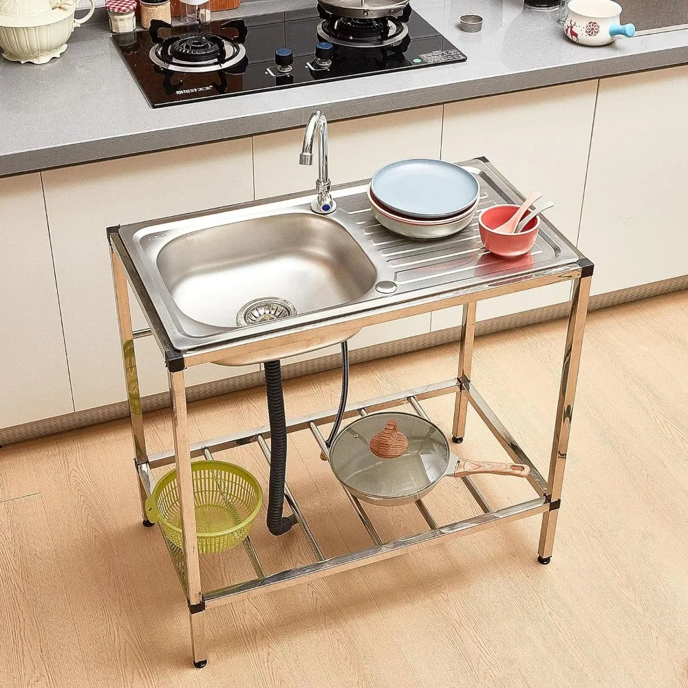 Freestanding Outdoor Steel Single Bowl Sink