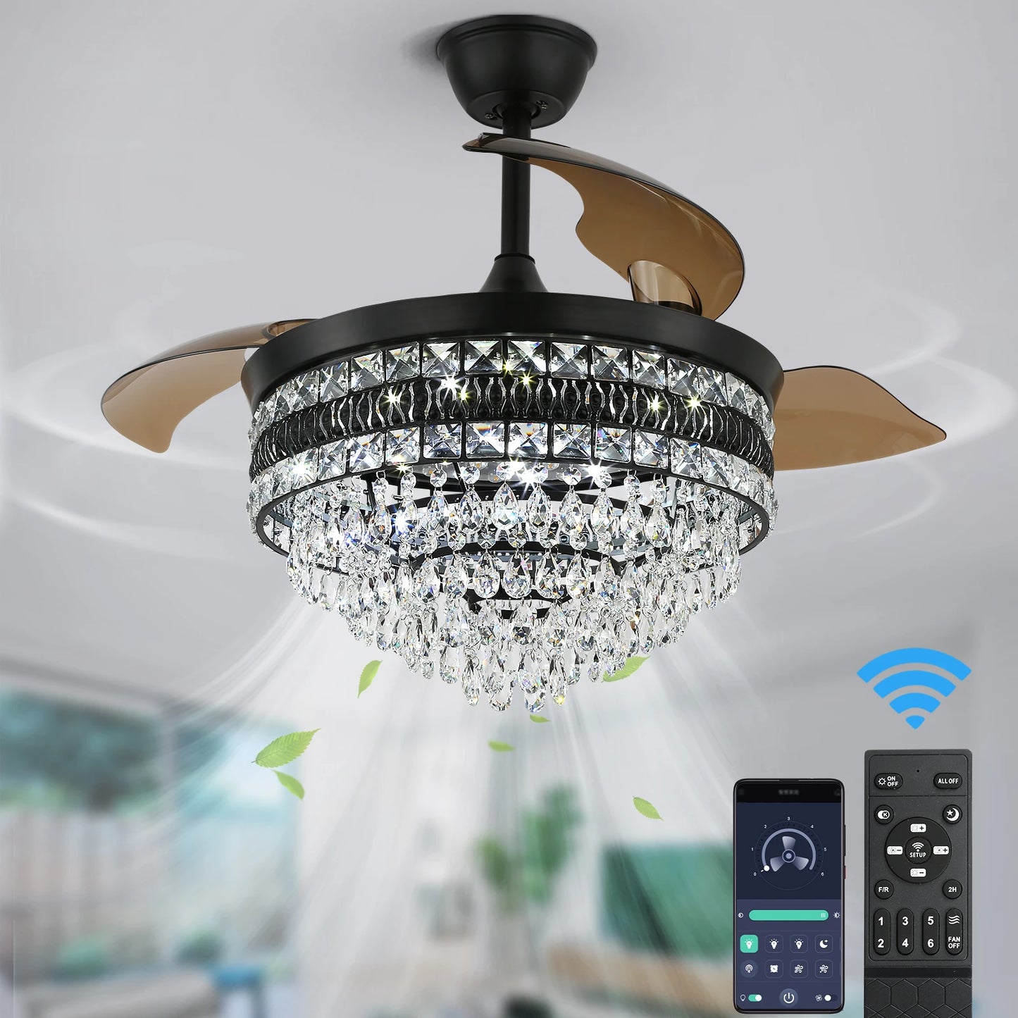 Crystal Fan Pendant Lamp