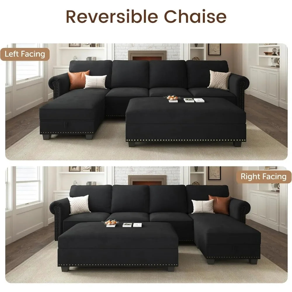 Living Room Sofas with Storage Ottoman