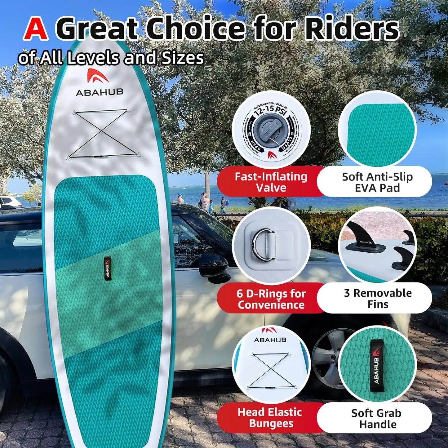 Blue Standup Paddleboard with Adjustable SUP Kayak Paddle