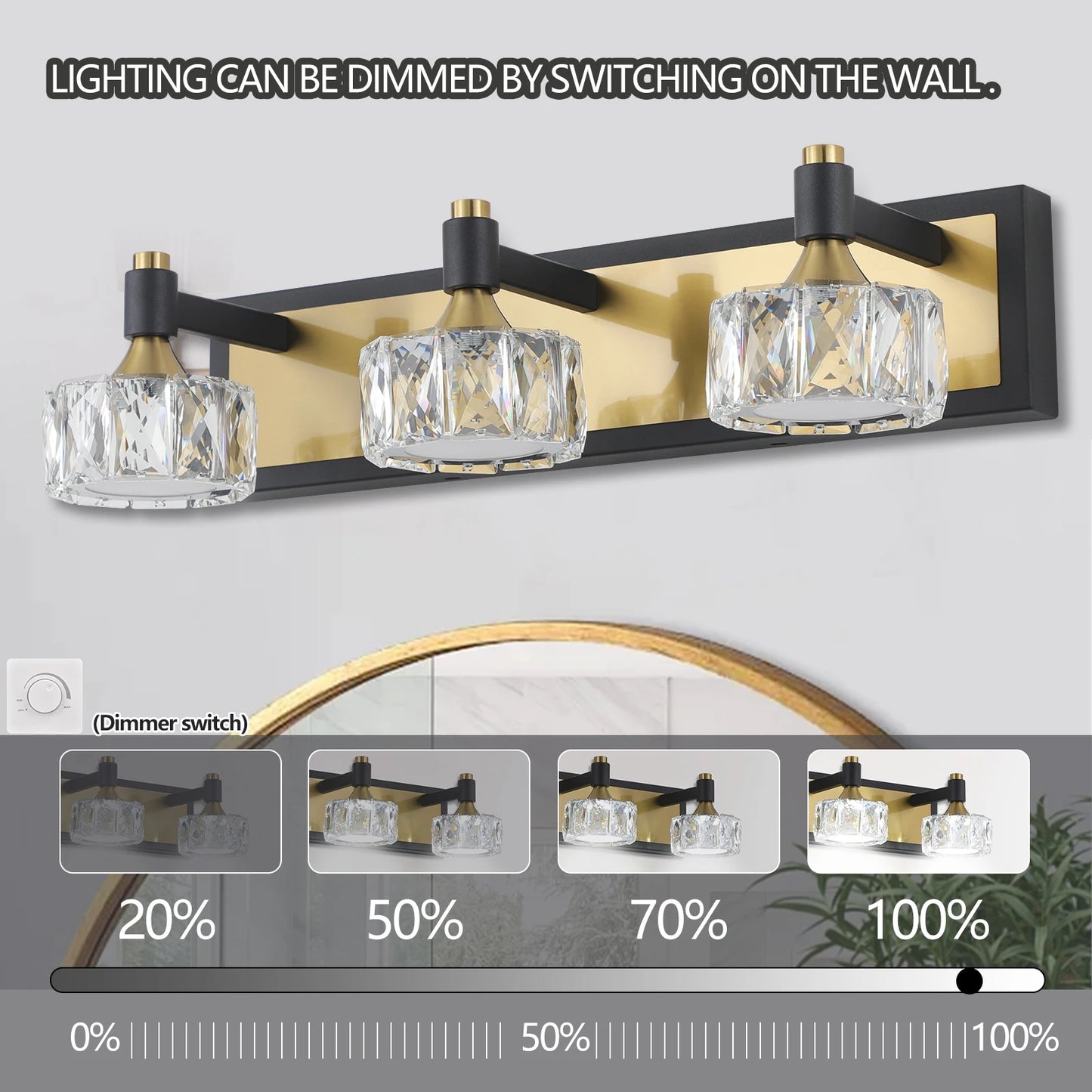 LED 3-Light Modern Crystal Bathroom Vanity
