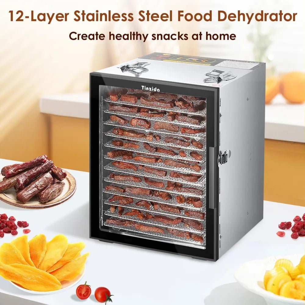 Food Dehydrator Machine, 12 Stainless Steel Trays
