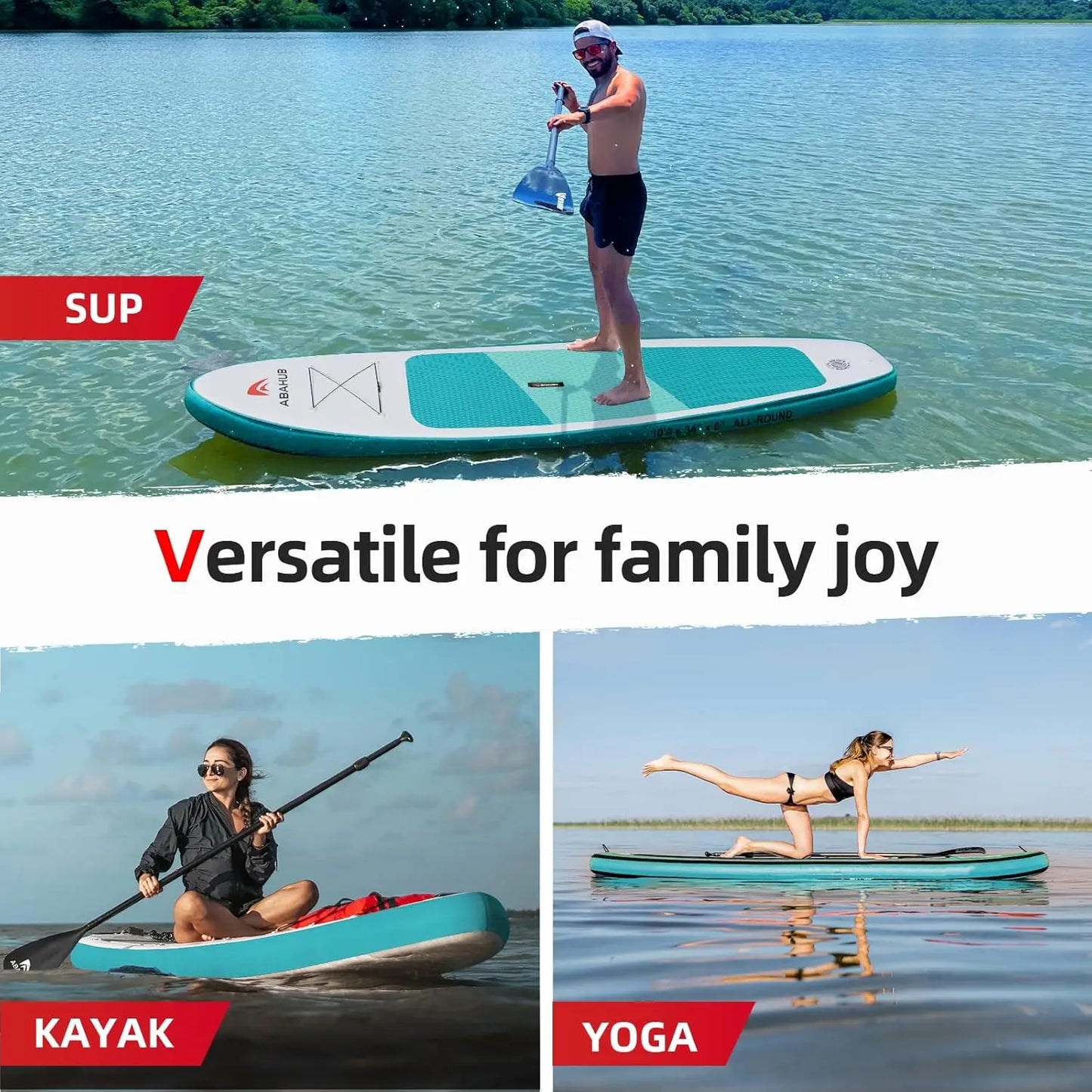 Blue Standup Paddleboard with Adjustable SUP Kayak Paddle