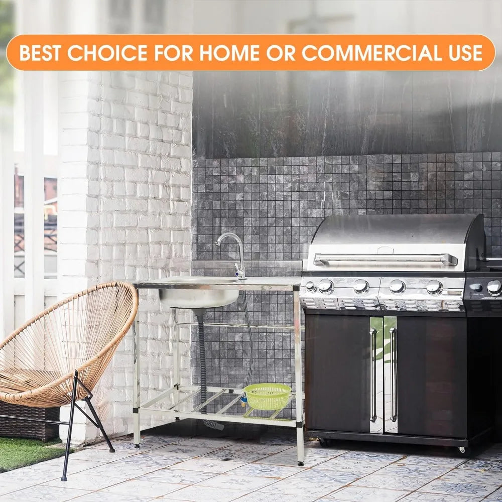 Freestanding Outdoor Steel Single Bowl Sink