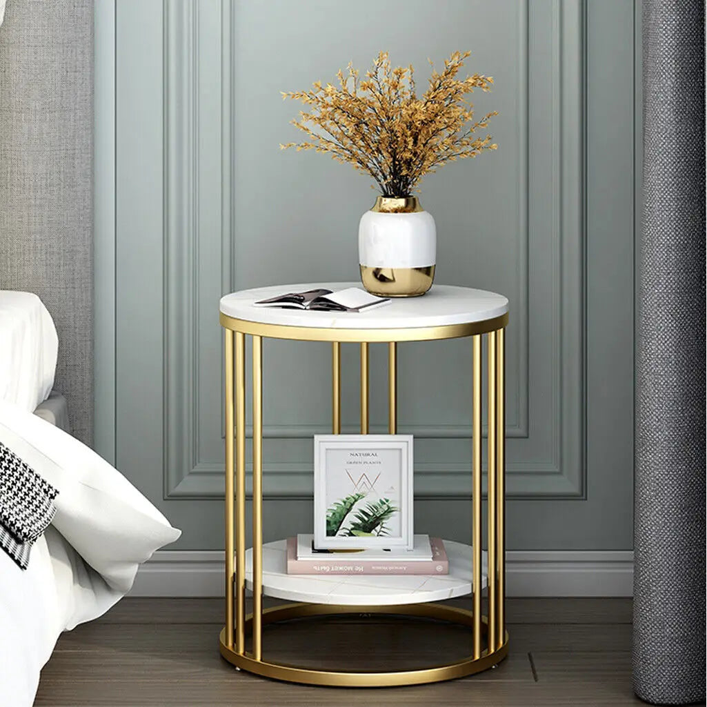 2-Tier White Marble Coffee Table