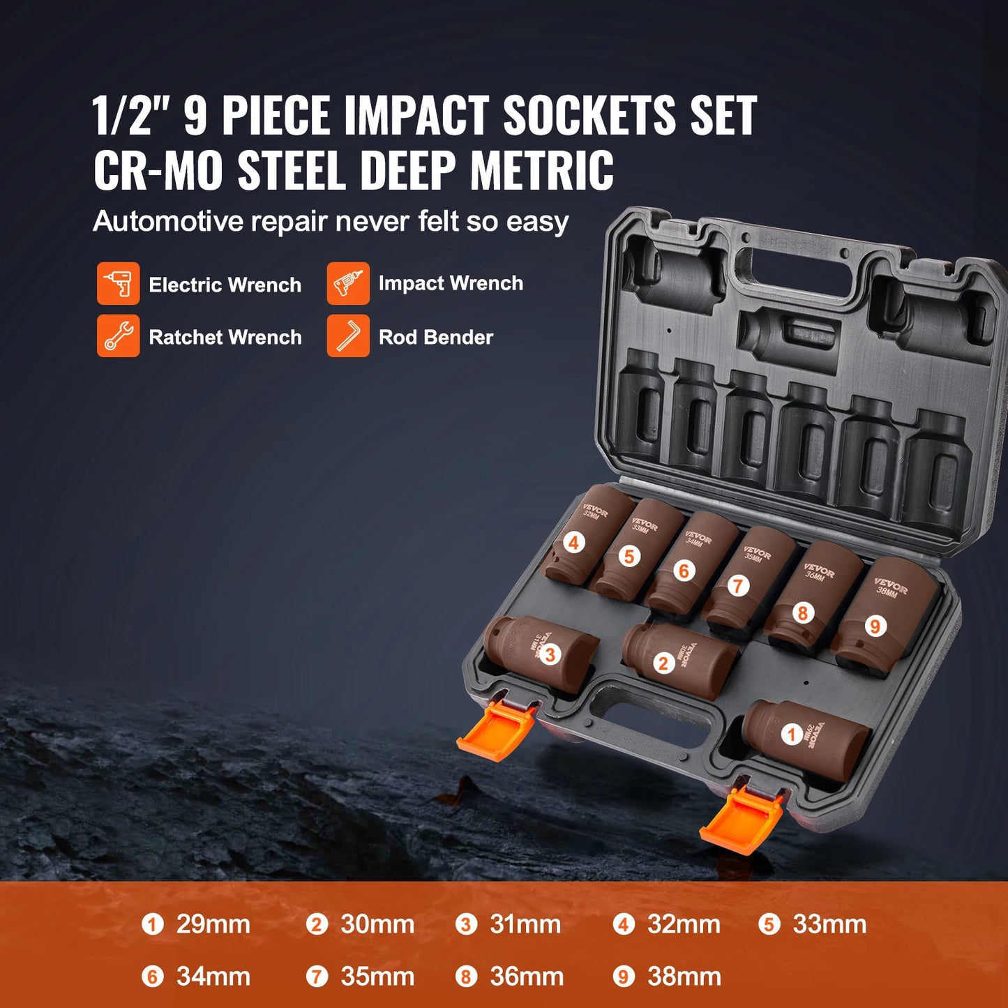 1/2" Drive Impact Socket Set