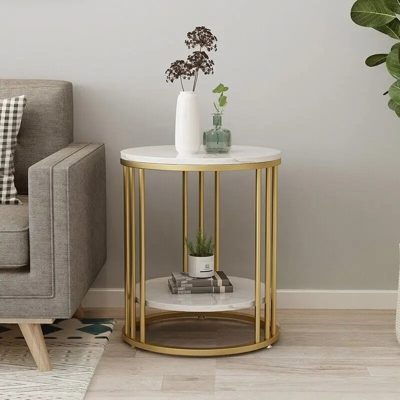 2-Tier White Marble Coffee Table