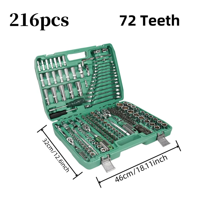 72 Teeth 151/216PCS Professional Auto Repair Tool Set