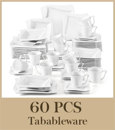 30/60 Piece White Porcelain Dinnerware Set