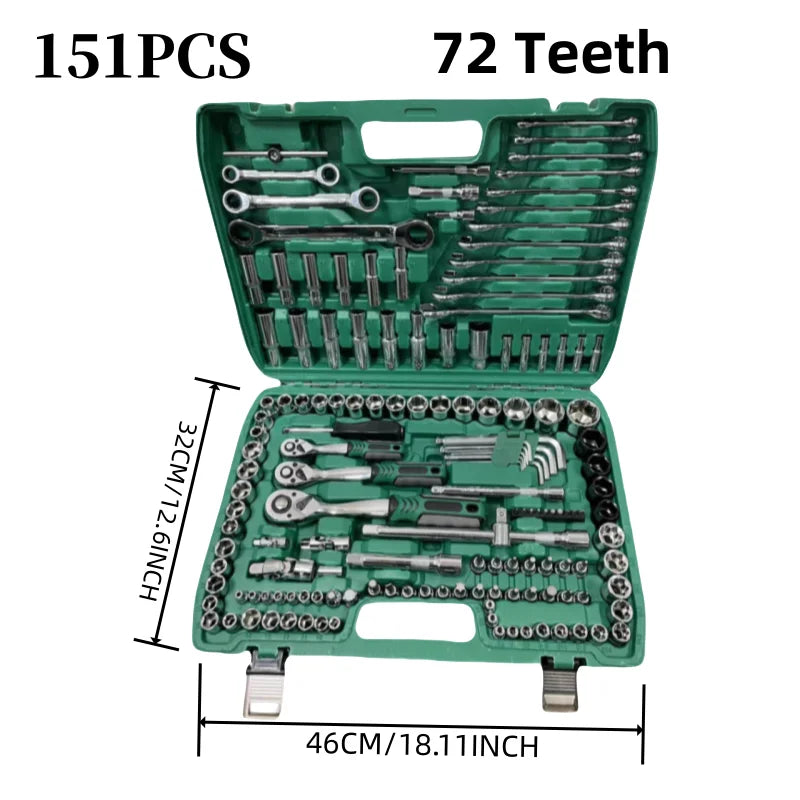 72 Teeth 151/216PCS Professional Auto Repair Tool Set