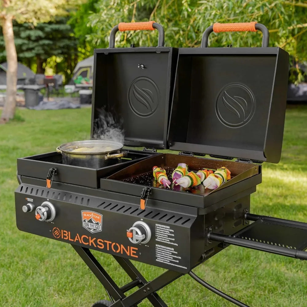Legs Hood & Side Shelf-Heavy Duty Flat Top Portable BBQ Griddle Grill Station