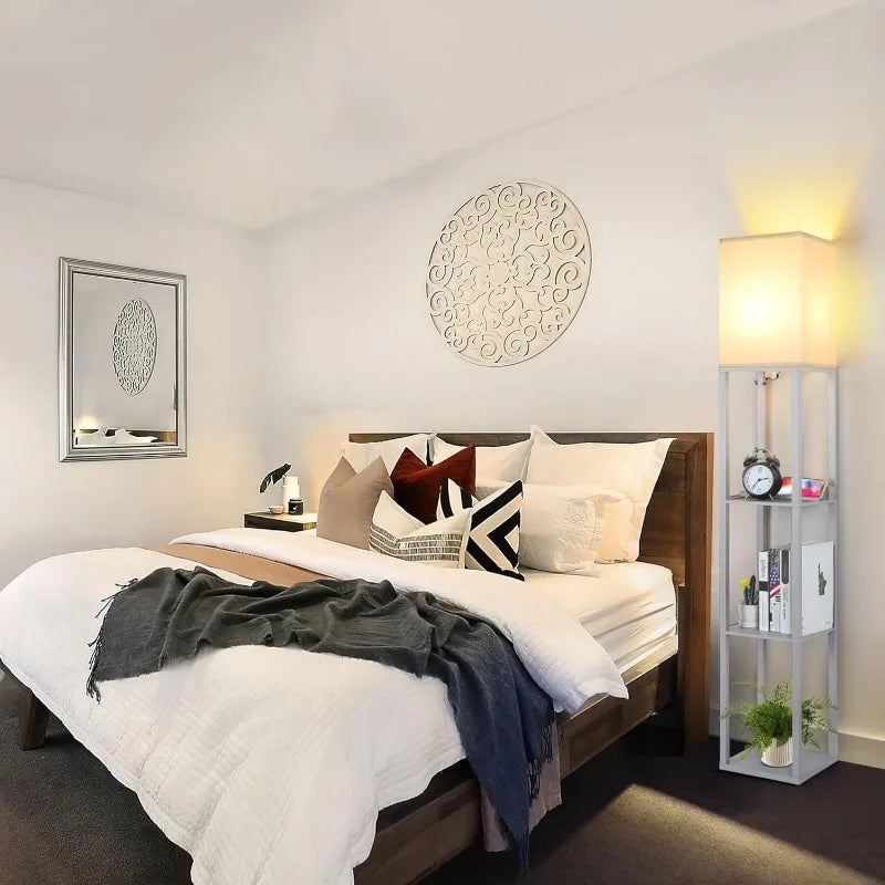 Touch Control Shelf LED Floor Lamp with Shelves