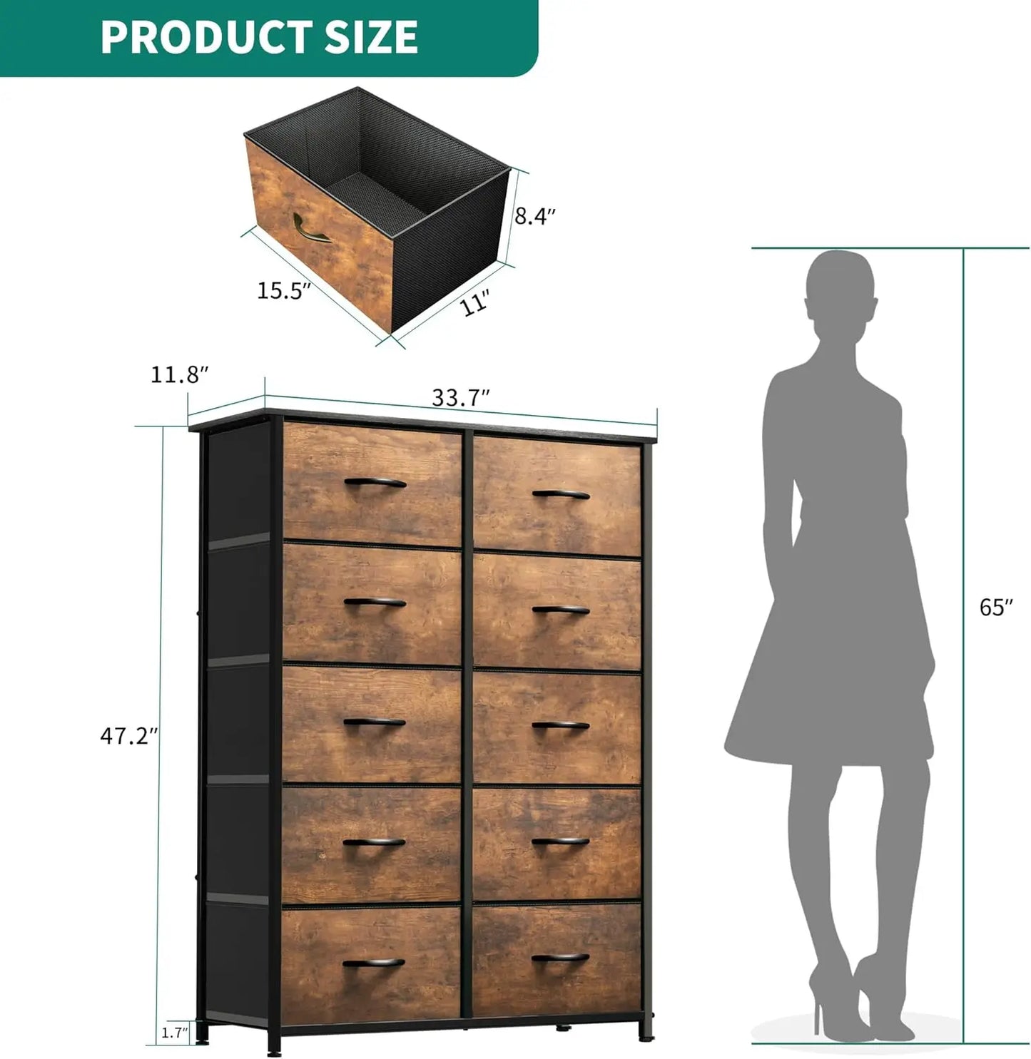 10 Drawer Fabric Dresser