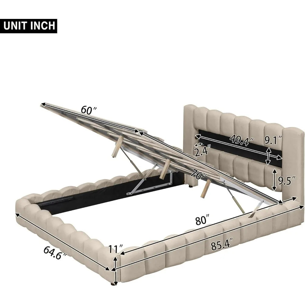 Upholstered Platform Bed with Unique Design