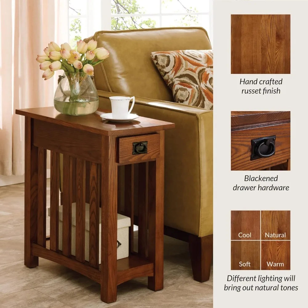 End Drawer, Made with Solid Wood, Narrow Side Table