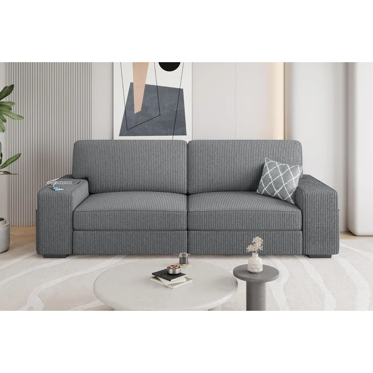 Modern Sofa Couch 2-Seater Corduroy Fabric