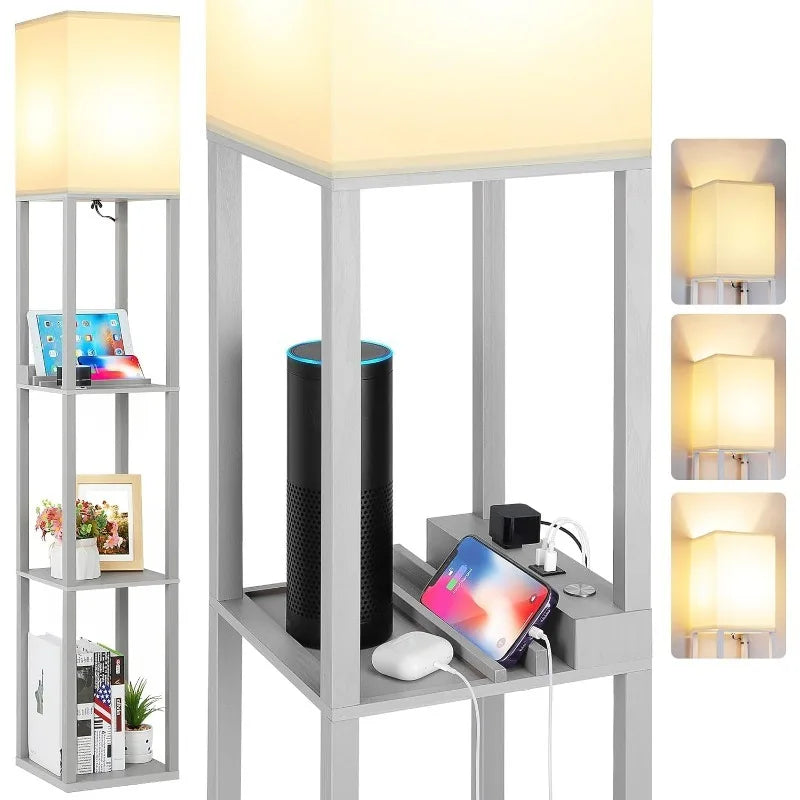 Touch Control Shelf LED Floor Lamp with Shelves