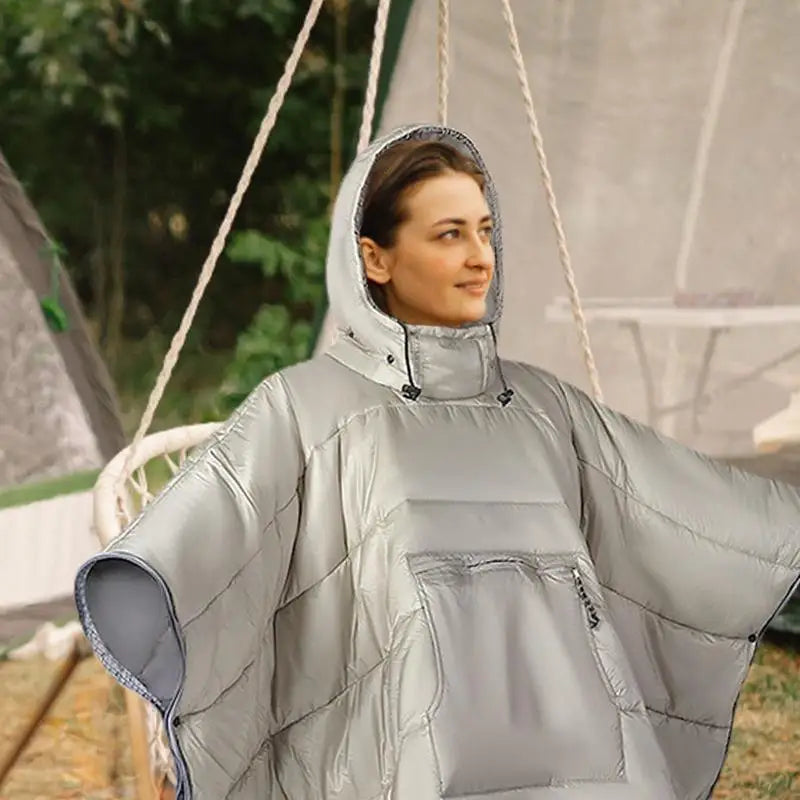 Wearable Blanket Adult Waterproof Hooded Blanket Cloak