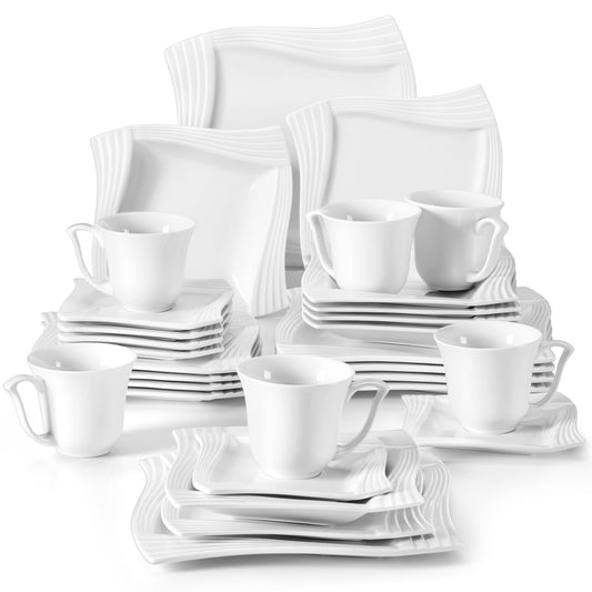 30/60 Piece White Porcelain Dinnerware Set