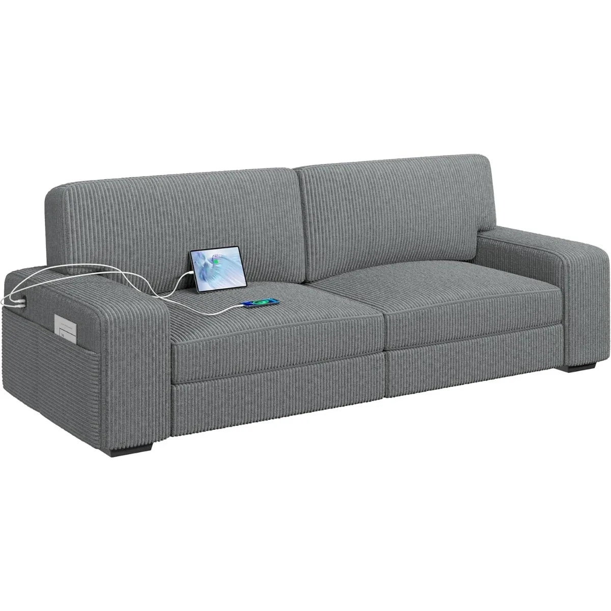 Modern Sofa Couch 2-Seater Corduroy Fabric