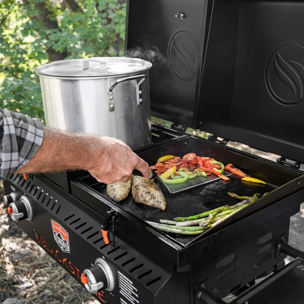 Legs Hood & Side Shelf-Heavy Duty Flat Top Portable BBQ Griddle Grill Station