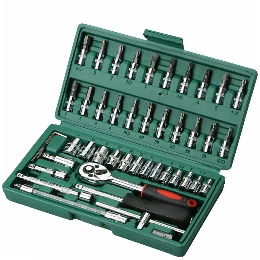 46pcs Spanner Socket Ratchet Wrench Set
