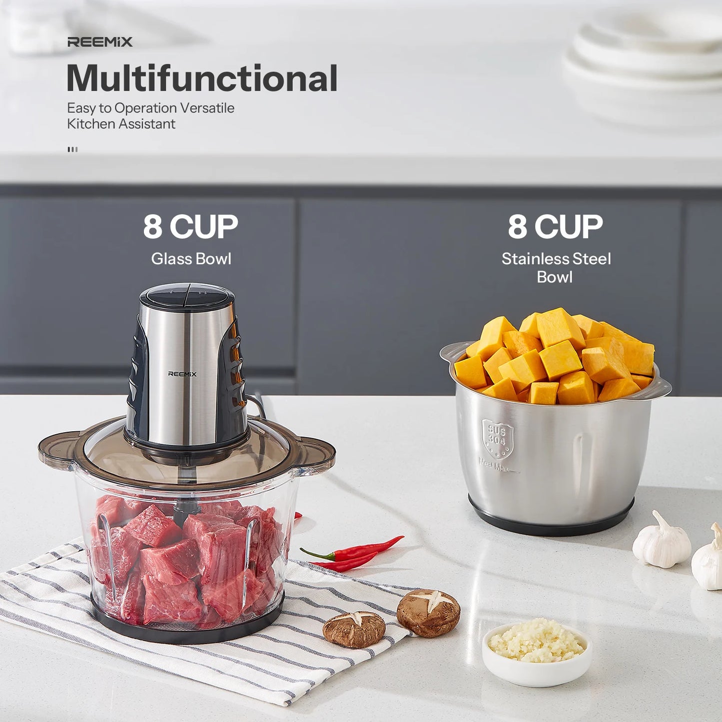 Food Processors with 2 Large Bowls