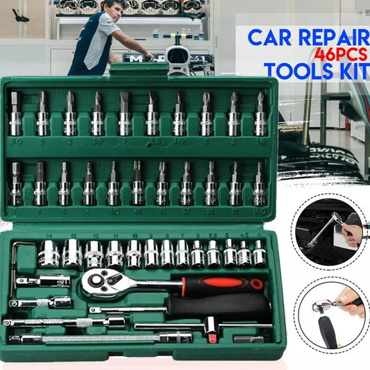 46pcs Spanner Socket Ratchet Wrench Set