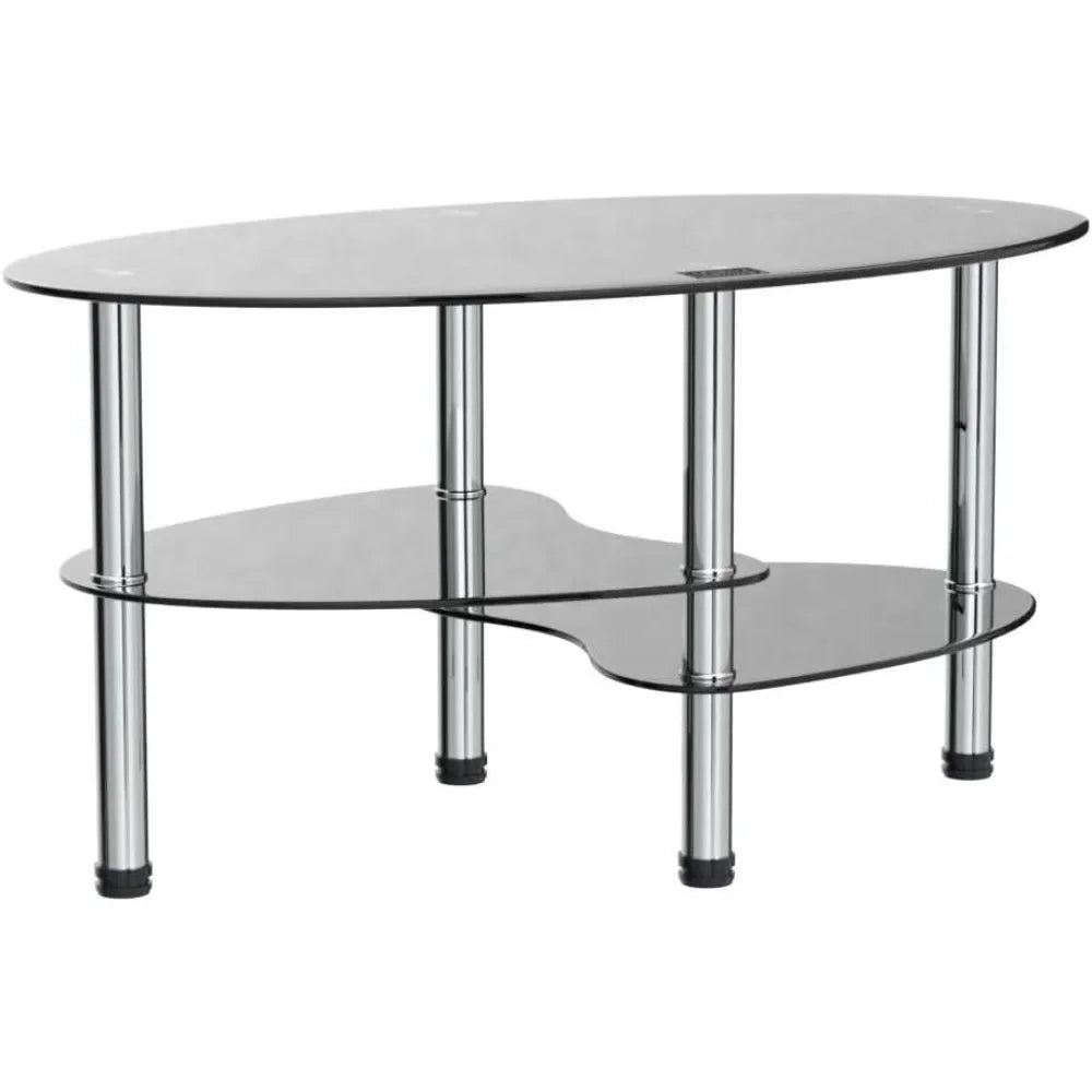 Oval-Shaped Glass Coffee Table