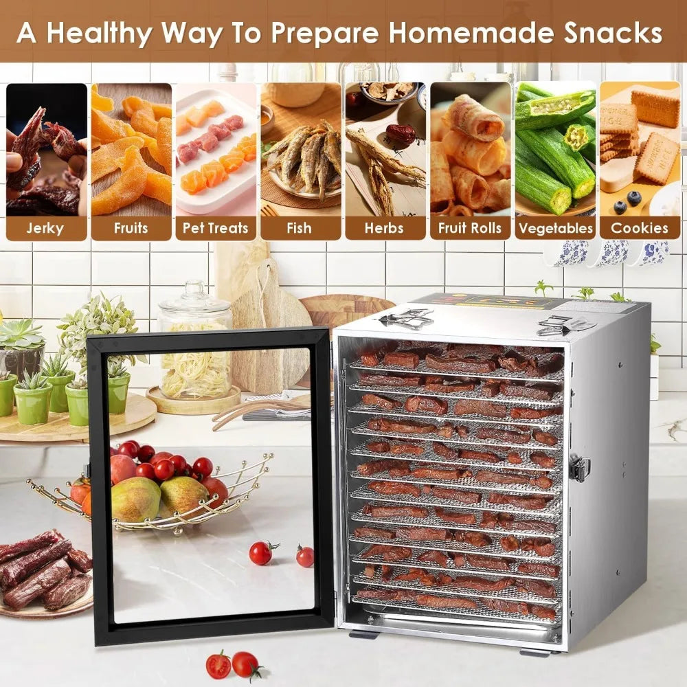 Food Dehydrator Machine, 12 Stainless Steel Trays