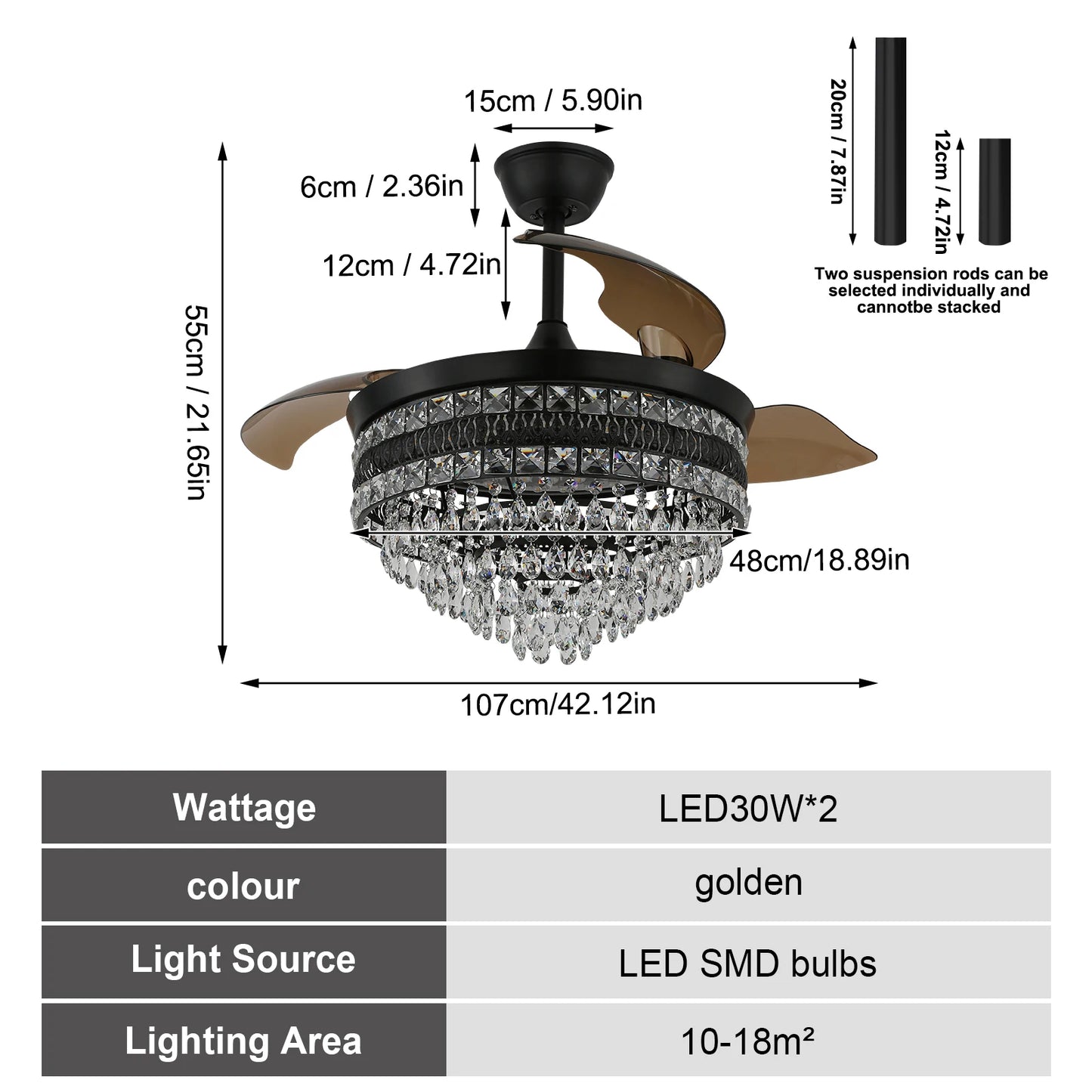 Crystal Fan Pendant Lamp