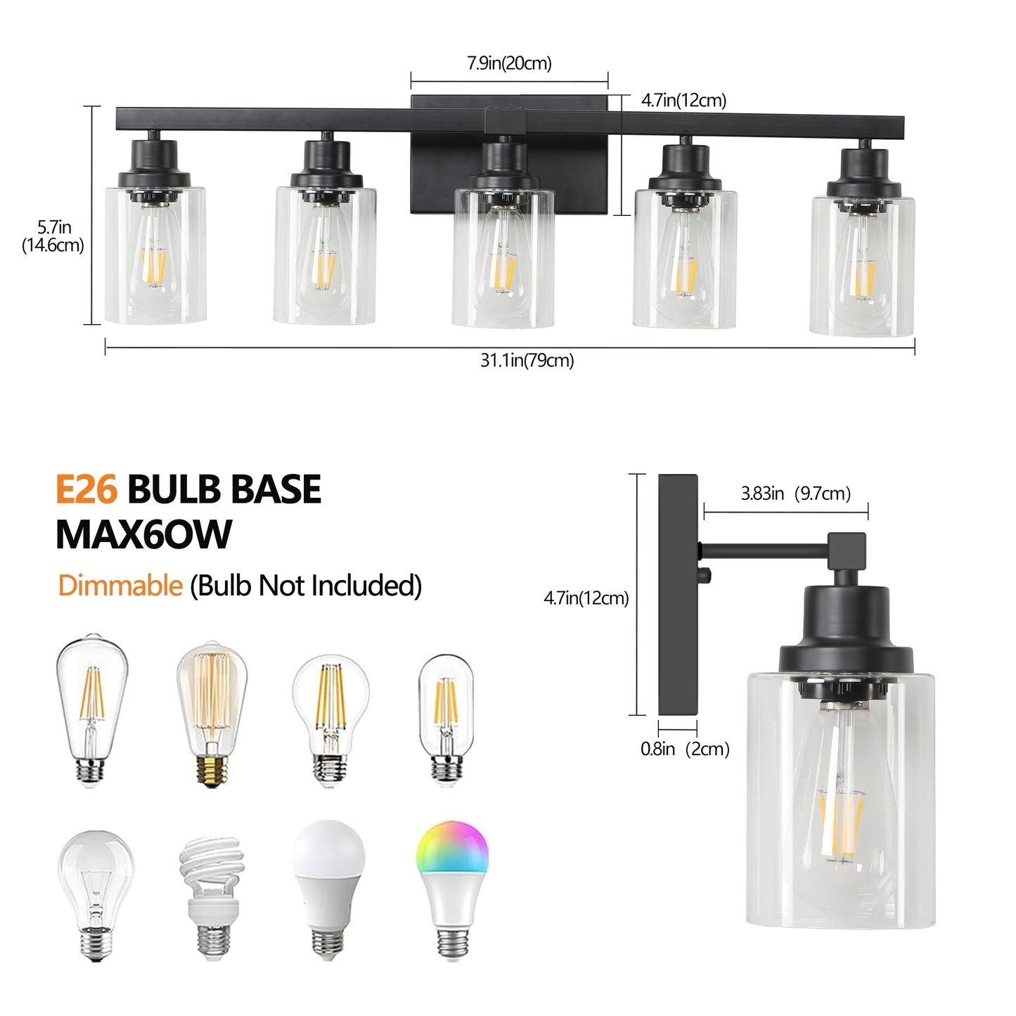 5-Lights Farmhouse Vanity Lights Fixture