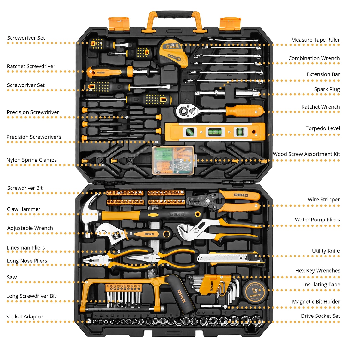 228Pcs Socket Wrench Auto Repair Tool with Plastic Toolbox Storage Case