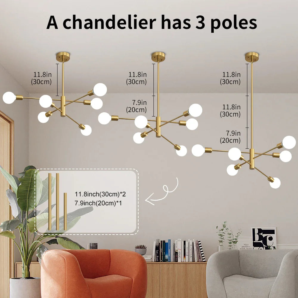 Retro Industrial Chandelier Wrought Iron LED Ceiling Lamp