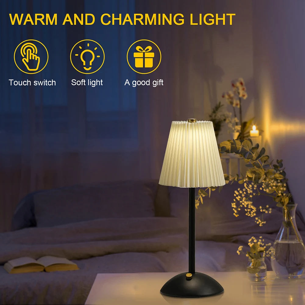 Pleated Shade Nightstand Lamp