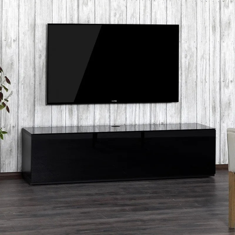 Luxury Wood & Glass TV Console with 6 Shelves