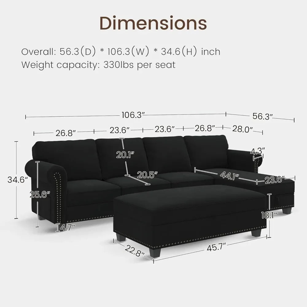 Living Room Sofas with Storage Ottoman