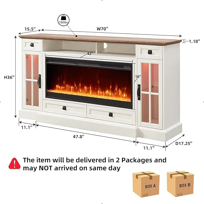 Fireplace TV Stand for 80 Inch TV