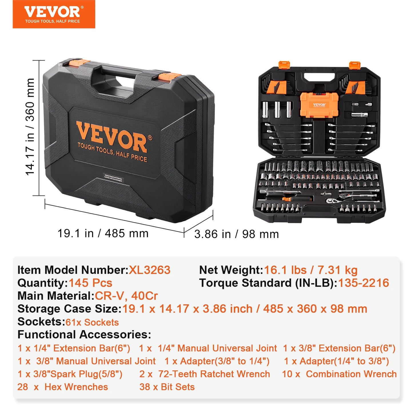 Mechanics Tool and Socket Set