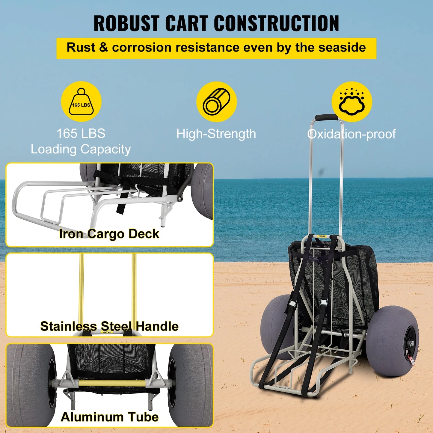 Beach Carts for the Sand w/ 12" TPU Balloon Wheels