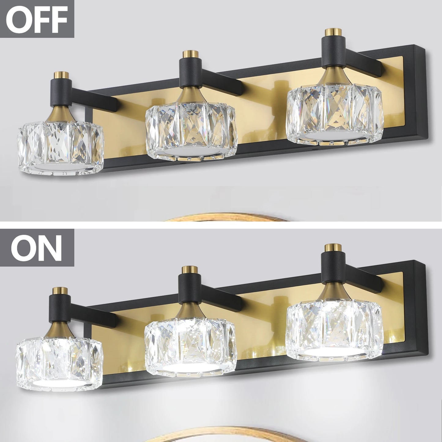 LED 3-Light Modern Crystal Bathroom Vanity